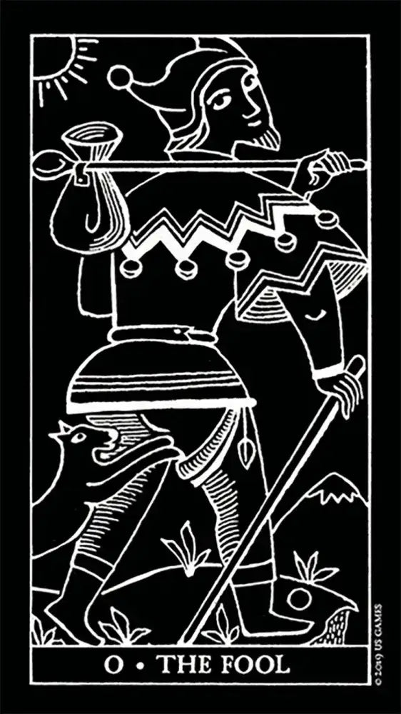 B&W Inversion 'The Fool' Tarot Card