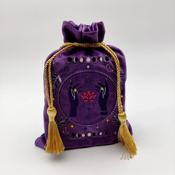 Lotus Purple Velvet Bag for Tarot cards or crystals