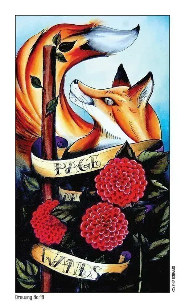 Eight Coins' Tattoo Tarot Page of Wands Card