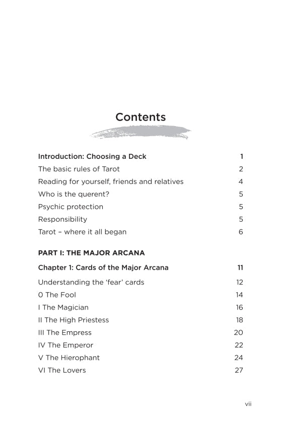 Tarot Made Easy - Contents page