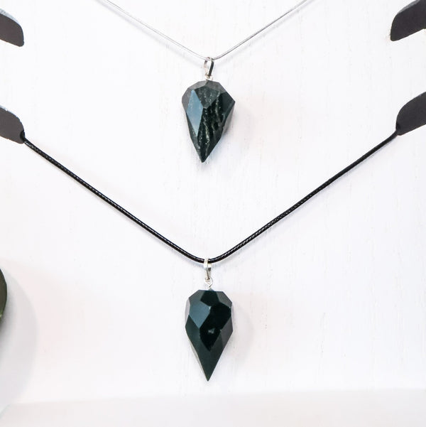Bloodstone Faceted Drop Necklace (1" Avg) #J030 - Lucid Willow - Crystal