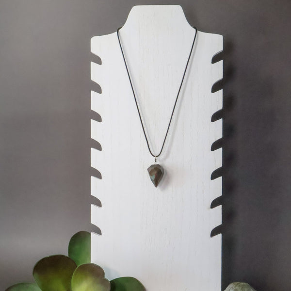 Bloodstone Faceted Drop Necklace (1" Avg) #J030 - Lucid Willow - Crystal