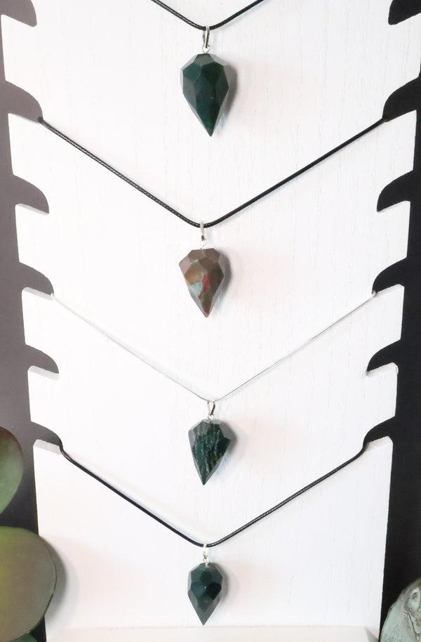 Bloodstone Faceted Drop Necklace (1" Avg) #J030 - Lucid Willow - Crystal
