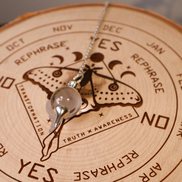 Clear Quartz Ball Pendulum #M026 - Lucid Willow - Pendulum