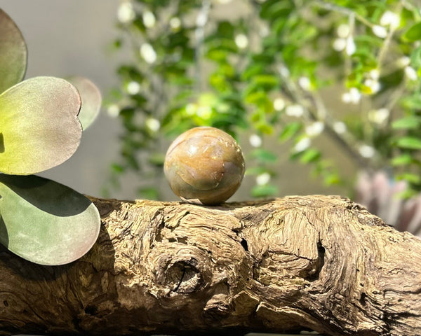 Fancy Jasper Crystal Sphere #S011 | 43mm Diameter - Lucid Willow - Crystal