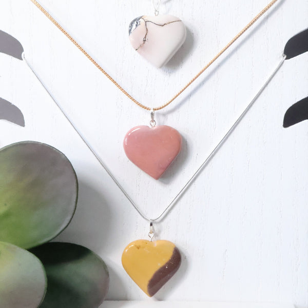 Mookaite Heart Necklace (1" Avg) #J034 - Lucid Willow - Crystal
