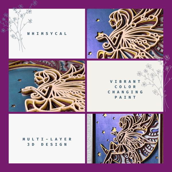 Moon Fairy 3D Handcrafted Wall Decor #H002 - Lucid Willow - Wall Decor