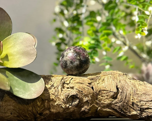 Ruby x Feldspar 47mm Sphere #S015 - Lucid Willow - Crystal