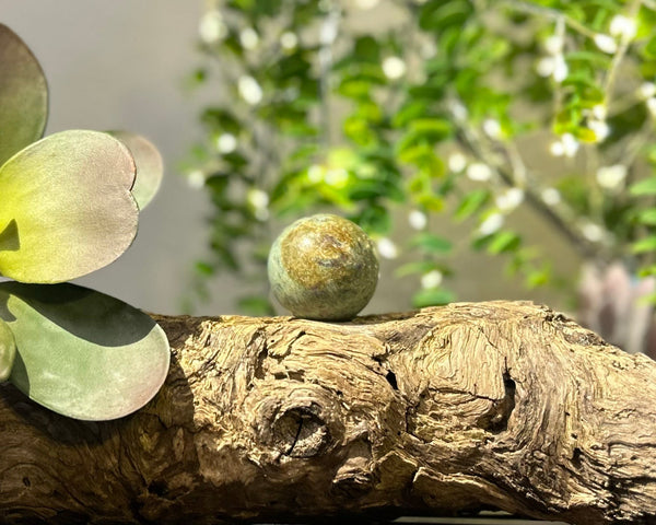 Ruby x Fuchsite 38mm Sphere #S012 - Lucid Willow - Crystal