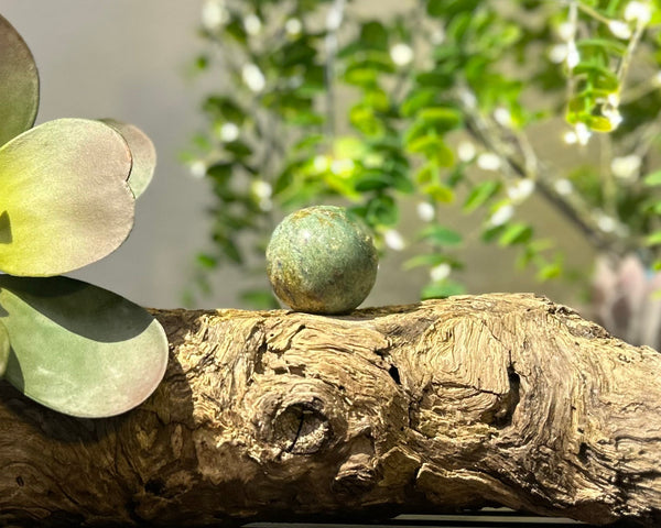 Ruby x Fuchsite 38mm Sphere #S012 - Lucid Willow - Crystal