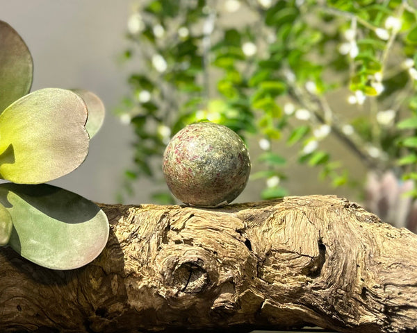 Ruby x Fuchsite 48mm Sphere #S013 - Lucid Willow - Crystal