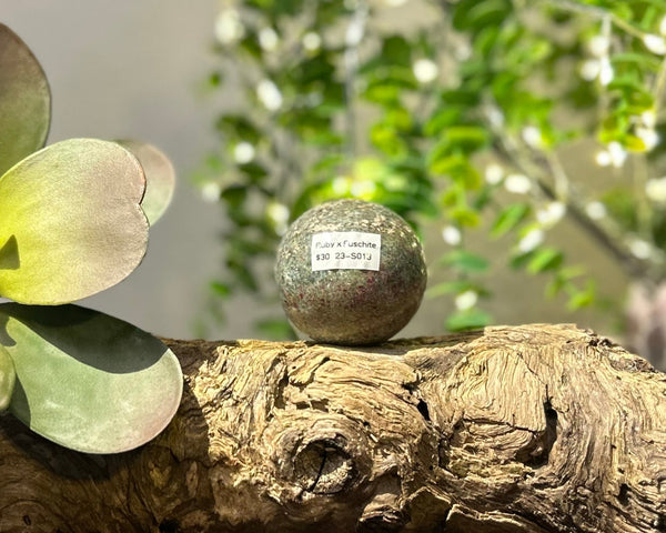 Ruby x Fuchsite 48mm Sphere #S013 - Lucid Willow - Crystal