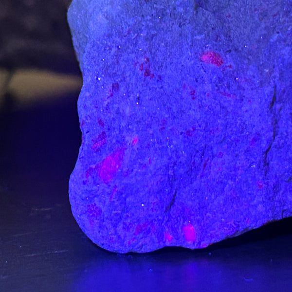 Fuchsite with Rubies (UV Reactive) - close up view