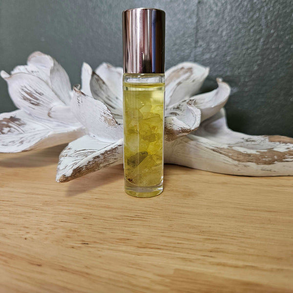 Crystal infused essential oils for aromatherapy