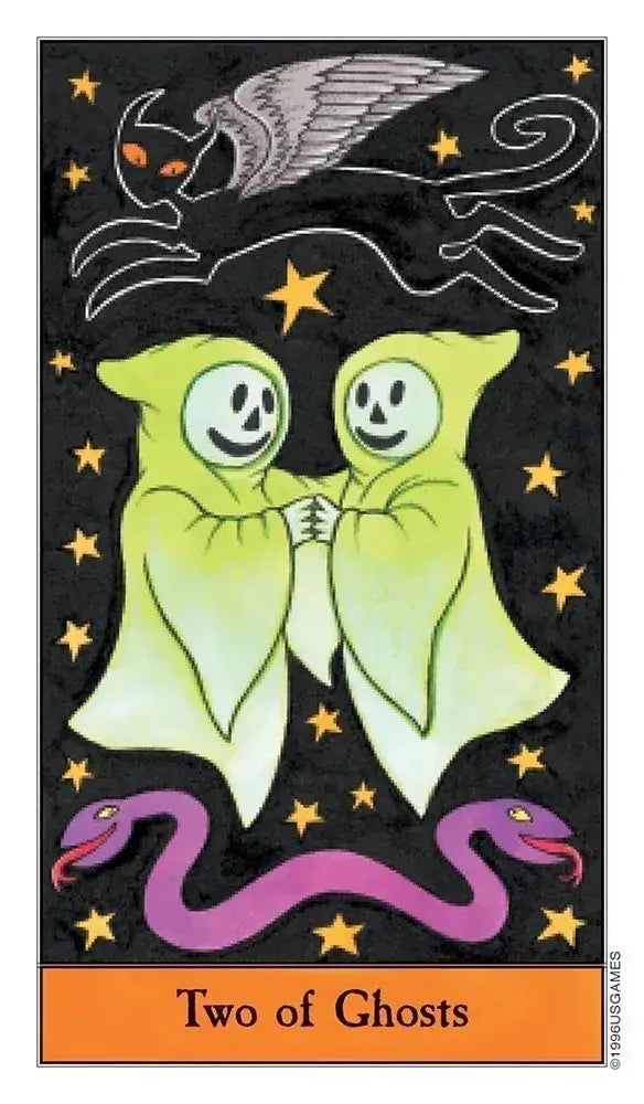 Two Ghosts as 'Two of Ghosts' Tarot Card