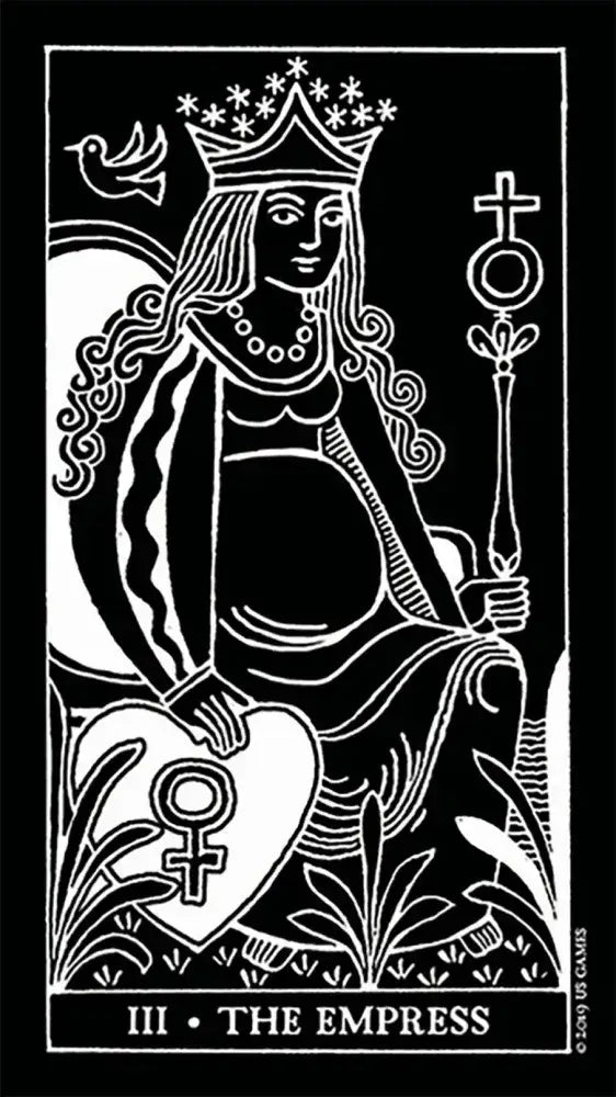 B&W Inversion 'The Empress' Tarot Card