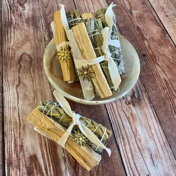 Handmade White Sage Sweetgrass Smudge Bundle