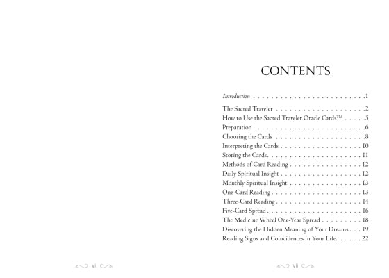 Sacred Traveler Oracle Cards - Contents list