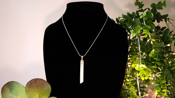 Amethyst Long Bar Pendant Necklace #J029 - Lucid Willow - Necklace