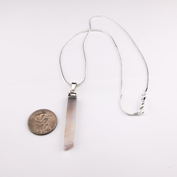 Amethyst Long Bar Pendant Necklace #J029 - Lucid Willow - Necklace