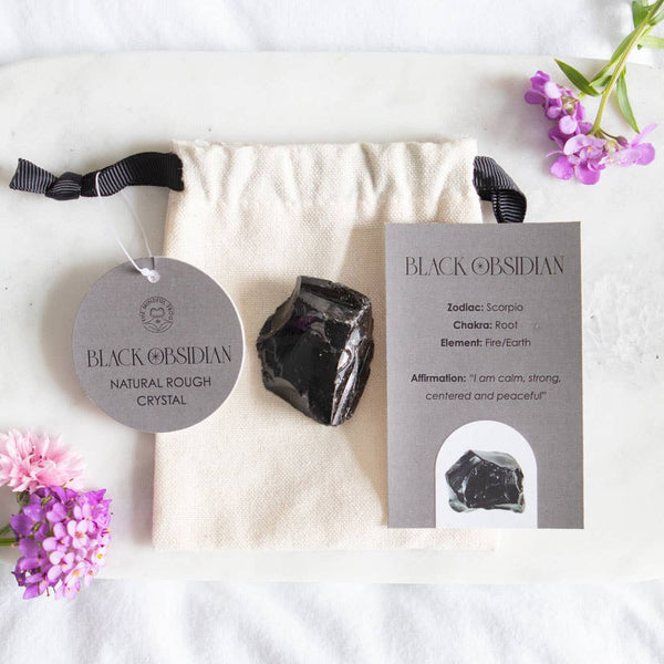 Black Obsidian Natural Rough Crystal | Black Obsidian Pocket Stone - Lucid Willow - Crystal