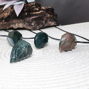 Bloodstone Faceted Drop Necklace (1" Avg) #J030 - Lucid Willow - Crystal