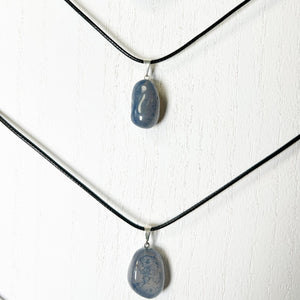 Blue Agate Pendant Necklace #J020 - Lucid Willow - Necklace