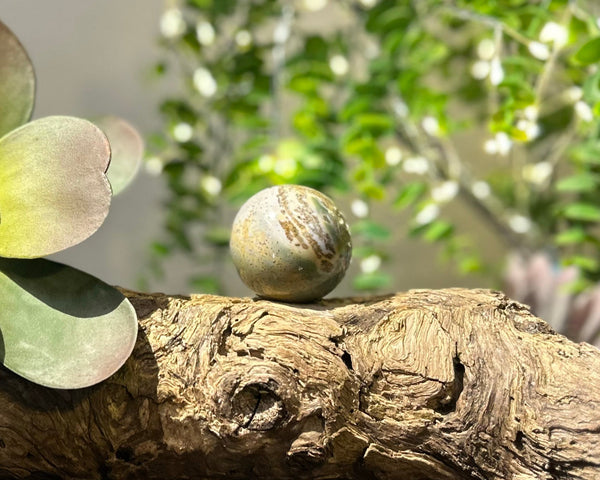 Fancy Jasper Crystal Sphere #S006 | 45mm Diameter - Lucid Willow - Crystal