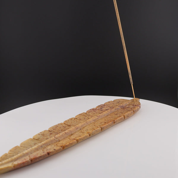 Feather Soapstone Incense Tray 10" #M033 - Lucid Willow - Spiritual