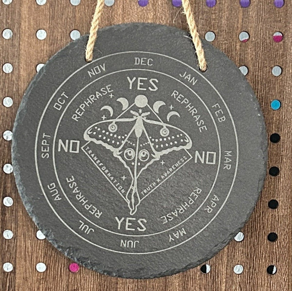 Lunar Moth Hanging Pendulum Board - Handcrafted Slate - Lucid Willow - Pendulum Board