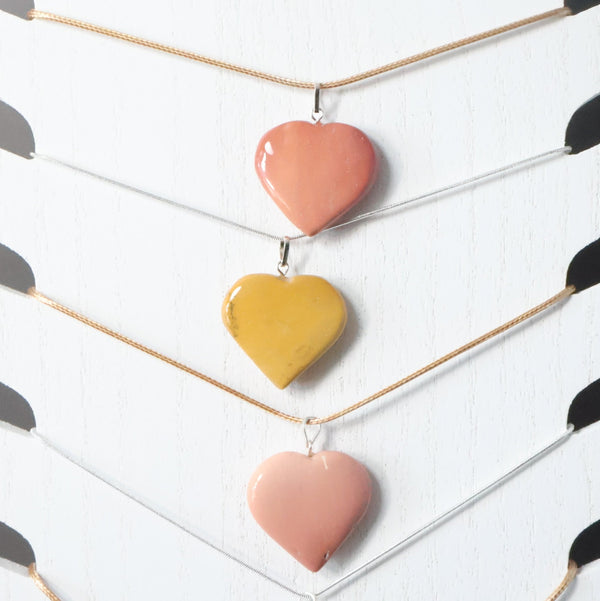 Mookaite Heart Necklace (1" Avg) #J034 - Lucid Willow - Crystal