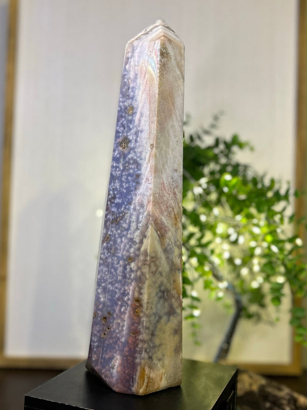 Ocean Jasper Tower #T003 (Approx 14" tall x 3.5" wide) - Lucid Willow - Crystal