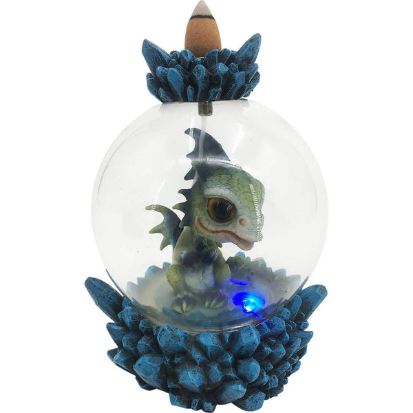 Polyresin Backflow Globe Incense Burner w/Multi-Colored LED - Lucid Willow - Incense Burner