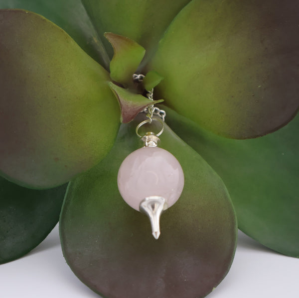Rose Quartz Ball Pendulum #M025 - Lucid Willow - Pendulum