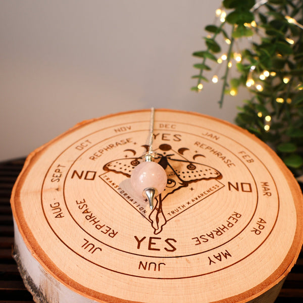 Rose Quartz Ball Pendulum #M025 - Lucid Willow - Pendulum