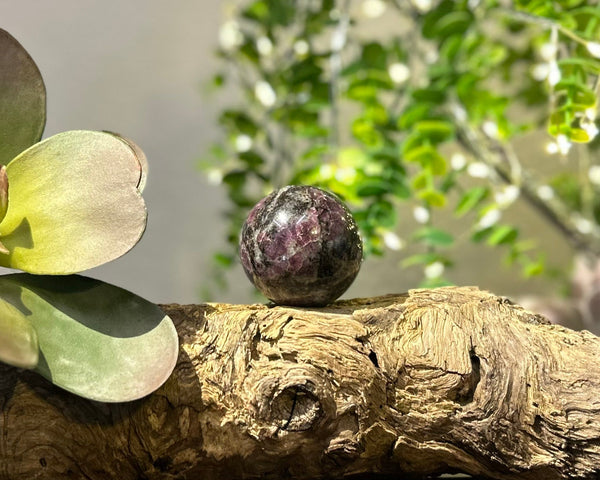 Ruby x Feldspar 47mm Sphere #S015 - Lucid Willow - Crystal