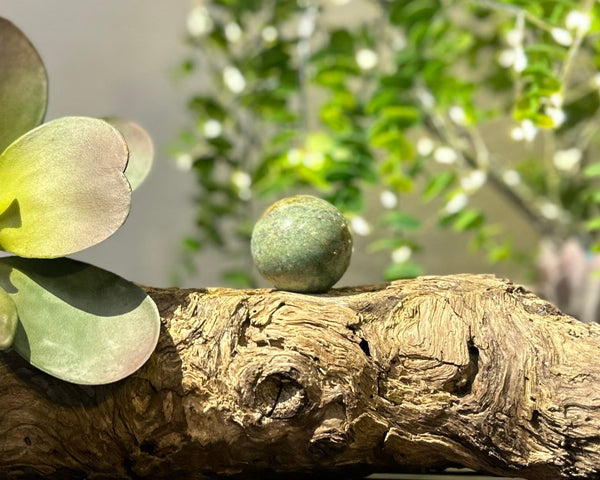 Ruby x Fuchsite 38mm Sphere #S012 - Lucid Willow - Crystal