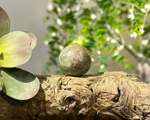 Ruby x Fuchsite 48mm Sphere #S013 - Lucid Willow - Crystal