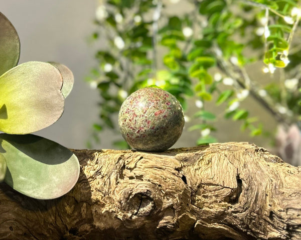 Ruby x Fuchsite 48mm Sphere #S013 - Lucid Willow - Crystal