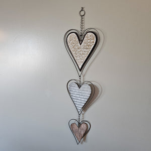 Textured Hearts Hanging Metal Wall Decor - Lucid Willow - Home Decor