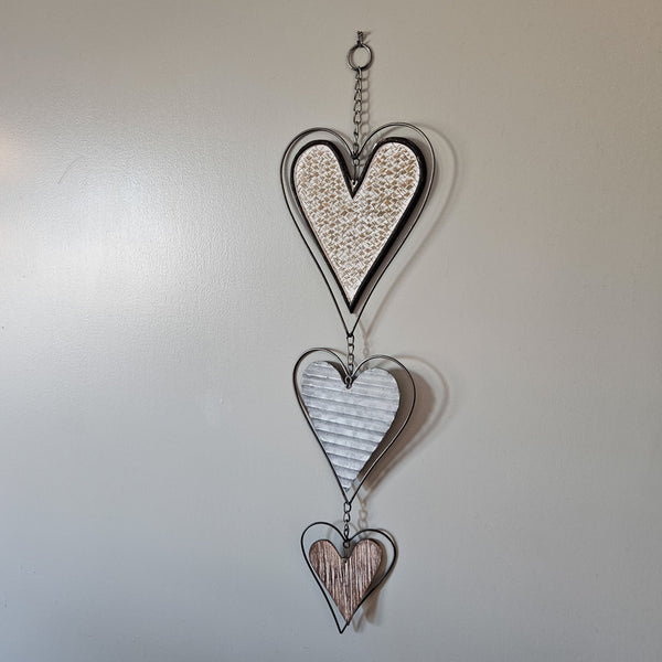 Textured Hearts Hanging Metal Wall Decor - Lucid Willow - Home Decor