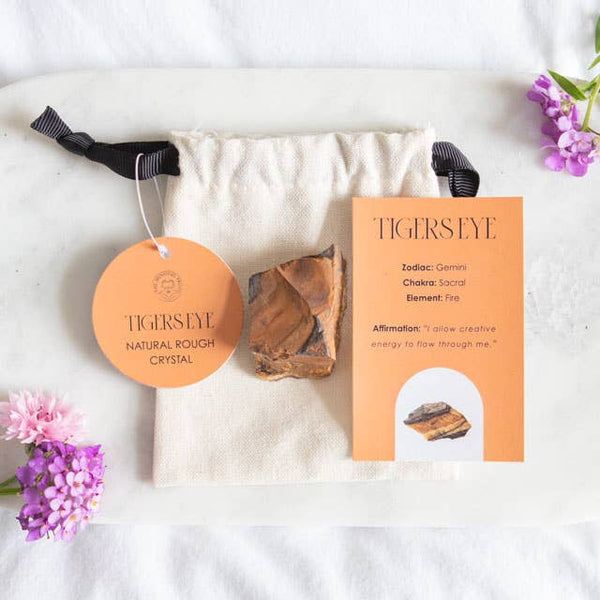 Tiger's Eye Natural Rough Crystal | Tiger's Eye Pocket Stone - Lucid Willow - Crystal