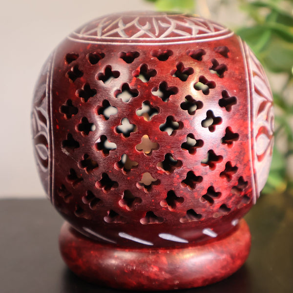 Tree Sphere Soapstone Incense Cone Burner #M039 - Lucid Willow - Spiritual